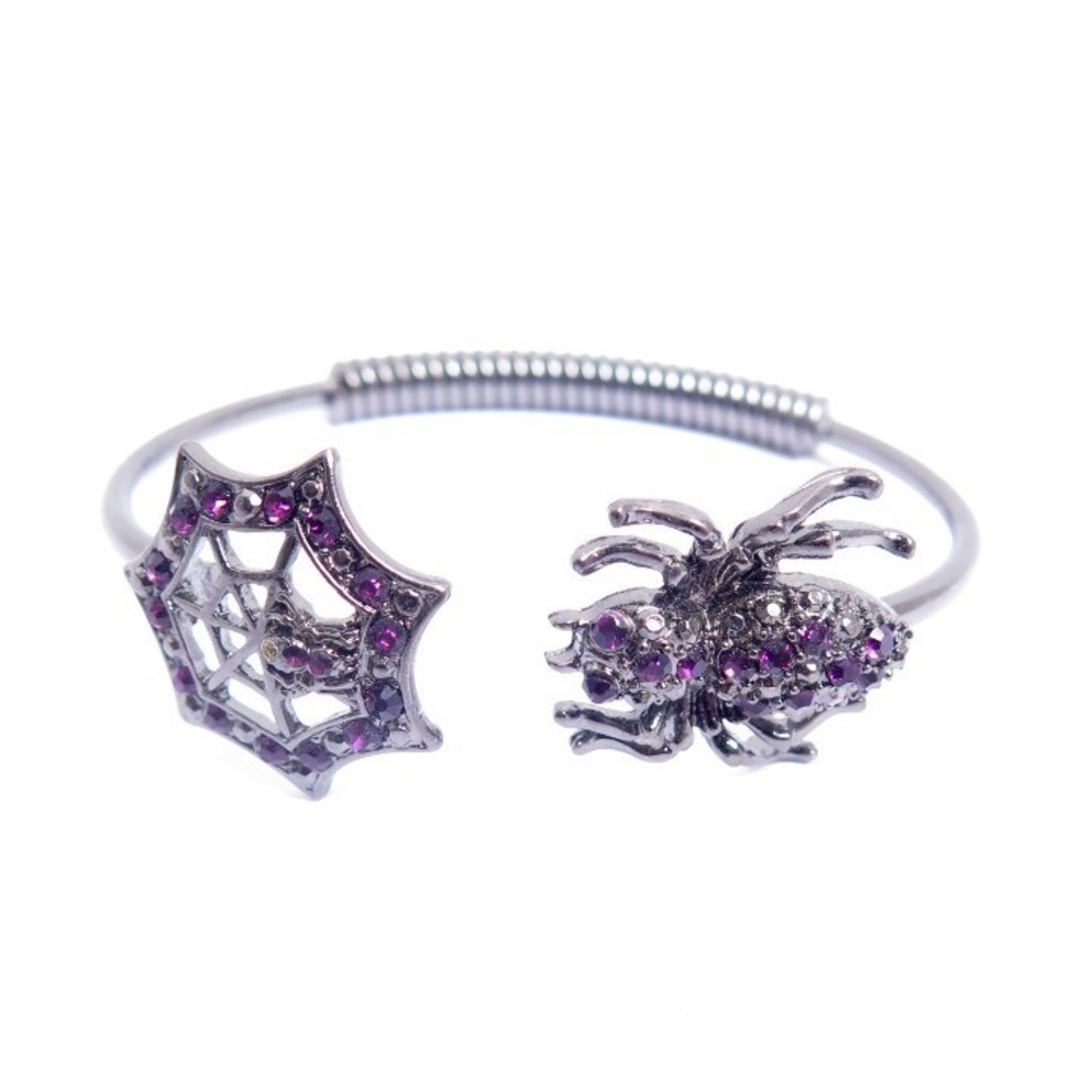 Spider Web Red Rhinestone‎ Cuff Bracelet